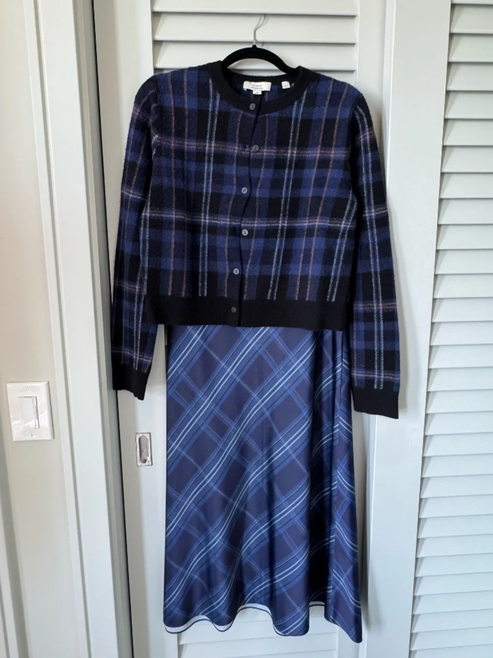 Vince Plaid Wool Cashmere Cardigan Boxy Crop S